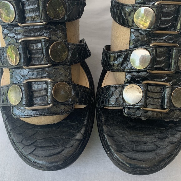 Coach Mallorie Black Wedge Platform Gladiator sandals Sz9 - Picture 2 of 14
